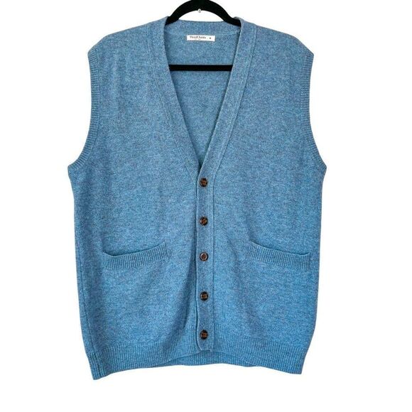 WoolOvers Men's Chelsea Blue Lambswool Buttoned Vest Size Medium - Picture 2 of 5